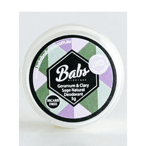 Babs Bodycare Geranium & Clary Sage Bicarb Free Natural Deodorant sample pot