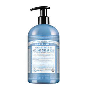 Dr Bronner's 4-in-1 Sugar Organic Pump Soap - Baby Unscented 710ml