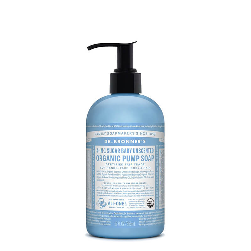 Dr Bronner's 4-in-1 Sugar Organic Pump Soap - Baby Unscented