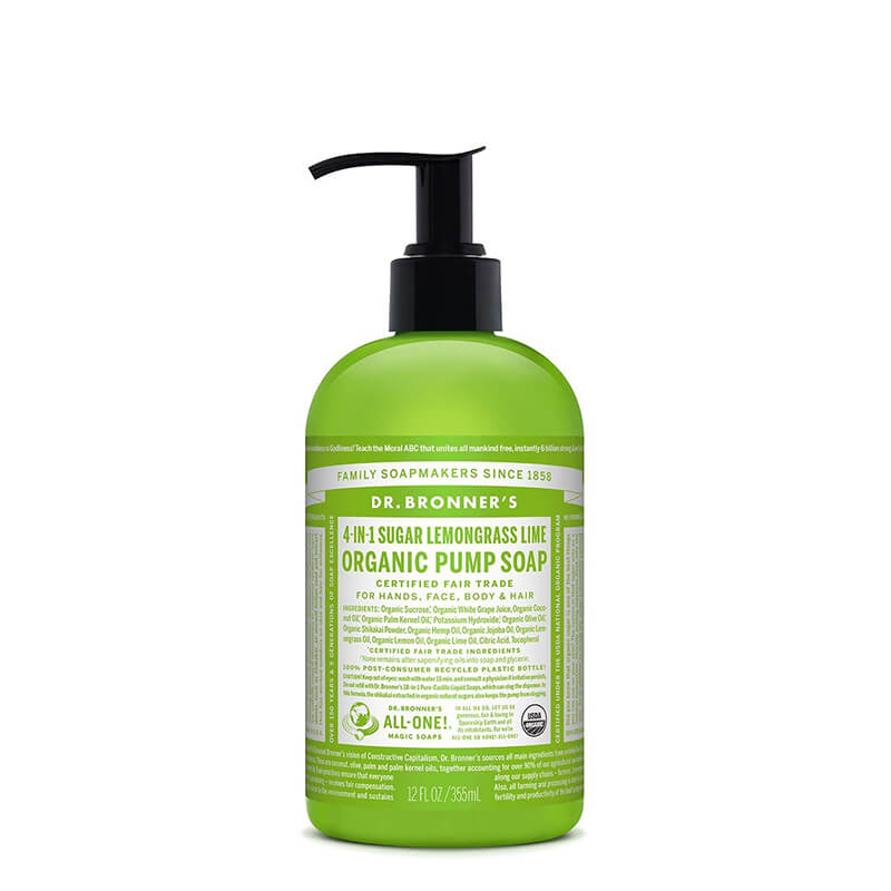 Dr Bronner&#39;s 4-in-1 Sugar Organic Pump Soap - Lemongrass Lime