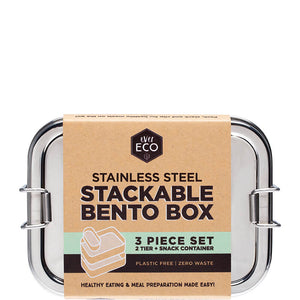 Ever Eco Stackable Stainless Steel Bento Box - 2 Tier + Mini Container - Natural Supply Co