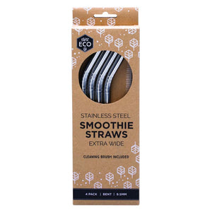 Ever Eco Stainless Steel Smoothie Straws (Extra Wide) - 4 Pack + brush - Natural Supply Co