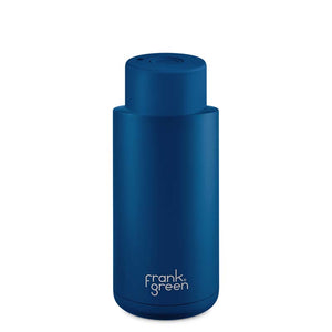 Frank Green Ceramic Reusable Bottle (1 litre) - Push Button Lid - Deep Ocean Blue