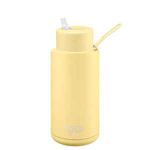 Frank Green Ceramic Reusable Bottle (1 litre) - Straw Lid - Buttermilk Yellow