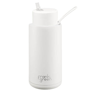 Frank Green Ceramic Reusable Bottle (1 litre) - Straw Lid Cloud White