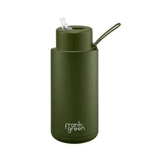 Frank Green Ceramic Reusable Bottle (1 litre) - Straw Lid Khaki
