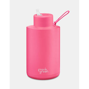 Frank Green Ceramic Reusable Bottle (2 litre) - Straw Lid - Neon Pink