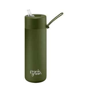 Frank Green Ceramic Reusable Bottle (595ml) Straw Lid Lid Khaki