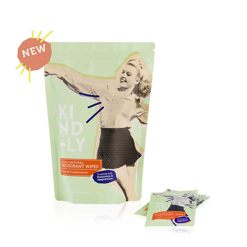 KIND-LY 100% Natural Deodorant Wipes - Lime & Frankincense