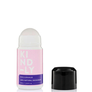 KIND-LY 100% Natural Deodorant Roll-On - Rose & Geranium - Natural Supply Co