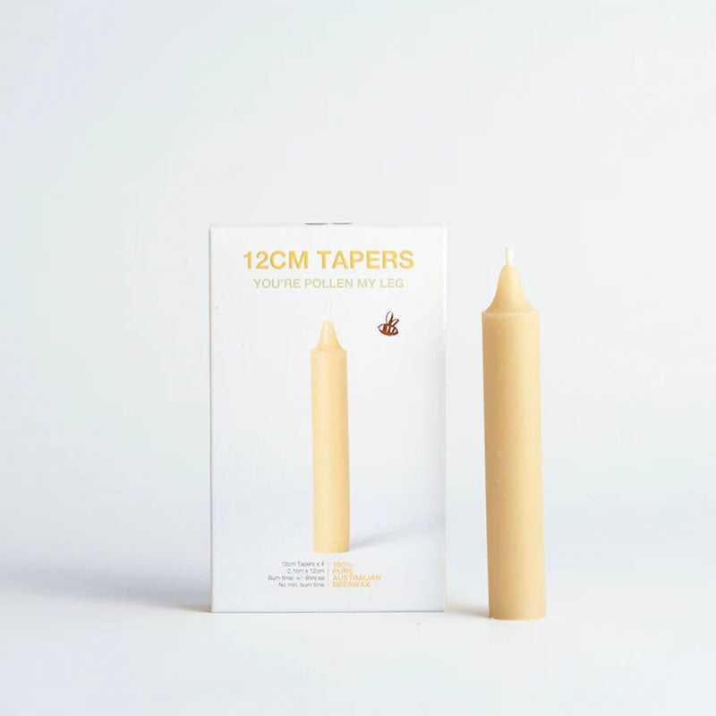 Queen B Beeswax Dinner Taper Candles 12cm