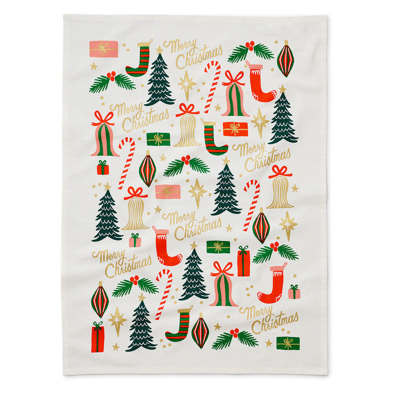 Rifle Paper Co Deck the Halls Christmas Tea Towel