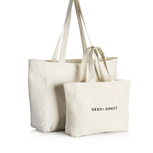 Seed & Sprout Organic Pocket Tote Shopping Bag - two sizes