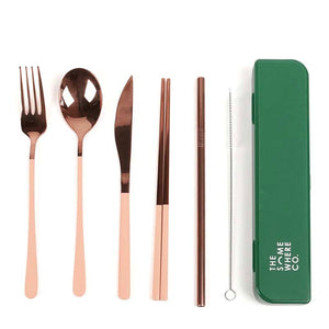 The Somewhere Co Take Me Away Cutlery Kit - rose gold with blush handle