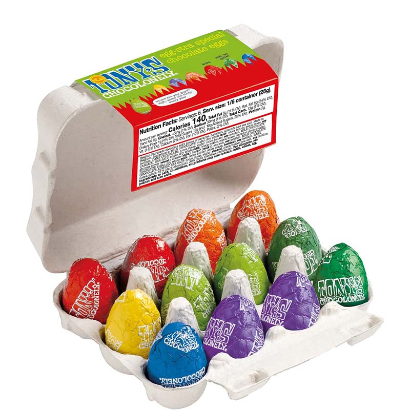 Tony's Chocolonely Easter Egg Carton - 12 assorted eggs