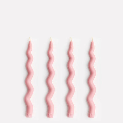 Twinkling Tabletops Wavy Taper Candle Set - Baby Pink