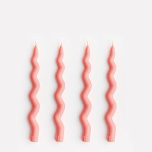 Twinkling Tabletops Wavy Taper Candle Set - Flamingo