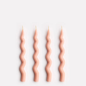 Twinkling Tabletops Wavy Taper Candle Set - Marshmallow