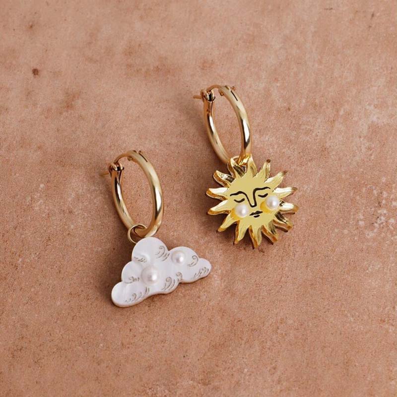 Wolf &amp; Moon Sun &amp; Cloud Hoops