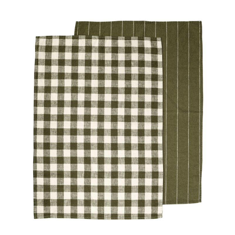 Seed &amp; Sprout Hemp Tea Towel Set - Olive