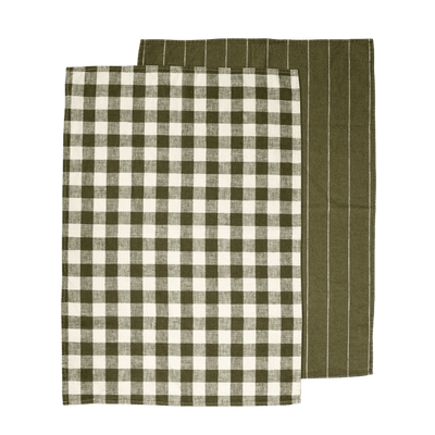 Seed & Sprout Hemp Tea Towel Set - Olive