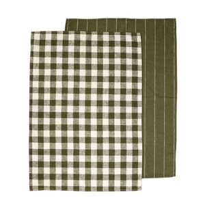 Seed & Sprout Hemp Tea Towel Set - Olive